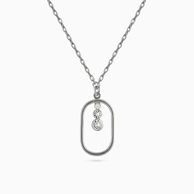 Oval Loop Cubic Zirconia Sterling Silver Necklace - A5298-07HG