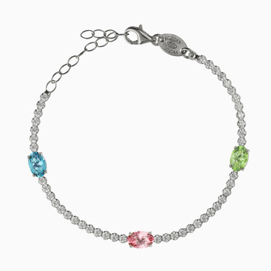 Oval Colored Stones Sterling Silver Tennis Bracelet - A5226-MHP Oval Colored Stones Sterling Silver Tennis Bracelet - A5226-MHP