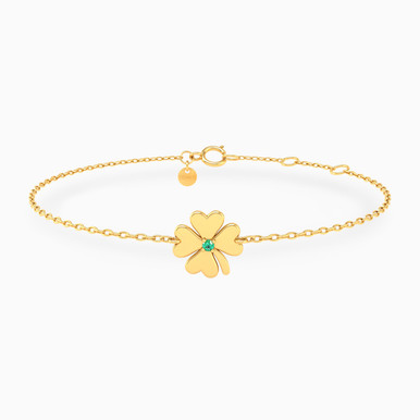 Clover Green Stone Chain Bracelet In 18K Gold - 21047110315