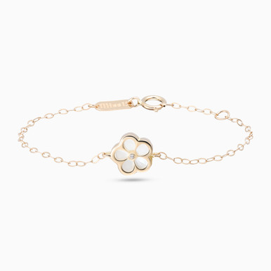 Kids Flower Pearl & Diamond Chain Bracelet in 18K Gold - 21047110322