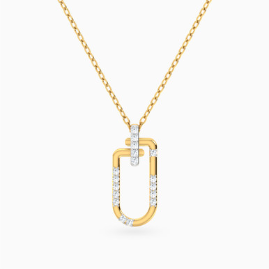Dropped Paperclip Diamond Necklace in 18K Gold - 21046111279