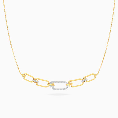 Row of Paperclip Diamond Necklace in 18K Gold - 21046111273