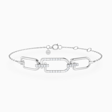 Row of Paperclip Diamond Chain Bracelet in 18K Gold - 21047110335 Row of Paperclip Diamond Chain Bracelet in 18K Gold - 21047110335