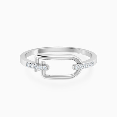 Paperclip Diamond Ring in 18K Gold - 21048110826