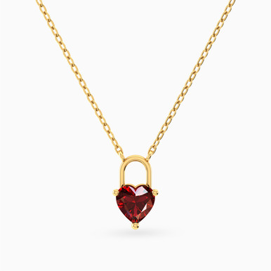 Heart Pink Stone Necklace in 18K Gold - 21046111296