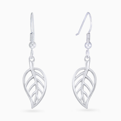 Leaf Drop Earrings in Sterling Silver - EA167