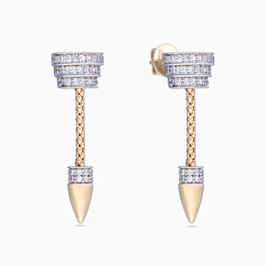 Pointy Diamond Popcorn Drop Earrings in 18K Gold - EEA50014