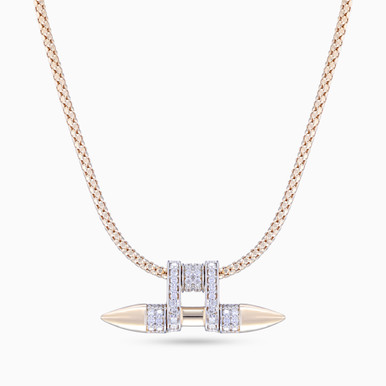 Sculptural Bar & Loops Diamond Popcorn Necklace in 18K Gold - ENE50016