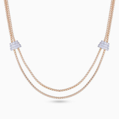Units Diamond Popcorn Layered Necklace in 18K Gold - ENE50012 Units Diamond Popcorn Layered Necklace in 18K Gold - ENE50012