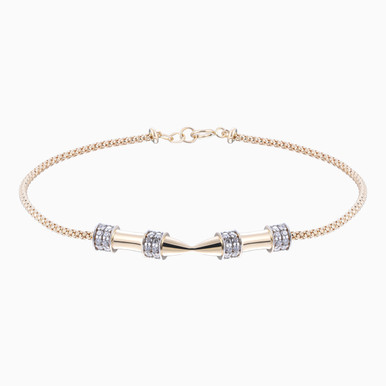 Two Pointy Elements Diamond Popcorn Chain Bracelet in 18K Gold - EBR50011