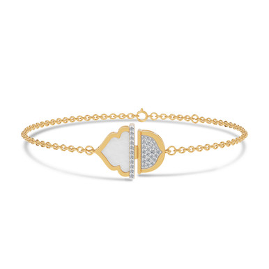 Ramadan Half Circle & Arch Pearl Diamond Chain Bracelet 18K Gold - SAB06471A