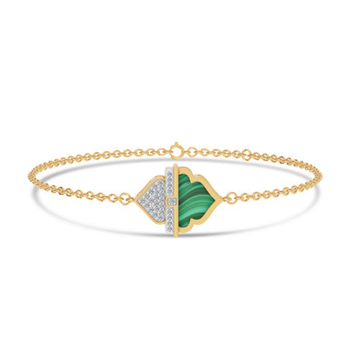 Ramadan Triangle & Arch Malachite Diamond Chain Bracelet 18K Gold - SAB06472