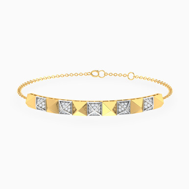 Polished Pyramids Diamond Chain Bracelet 18K Gold - EBR50027 Polished Pyramids Diamond Chain Bracelet 18K Gold - EBR50027