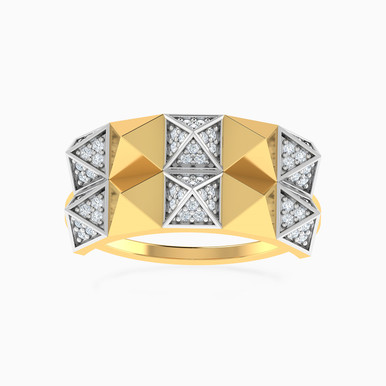 Pyramid & Rectangle Diamond Ring 18K Gold - ERG50023