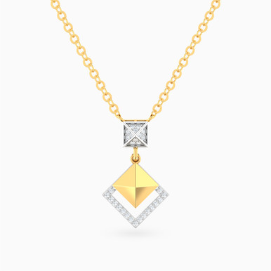 Pyramid & Halo Diamond Necklace in 18K Gold - ENE50026