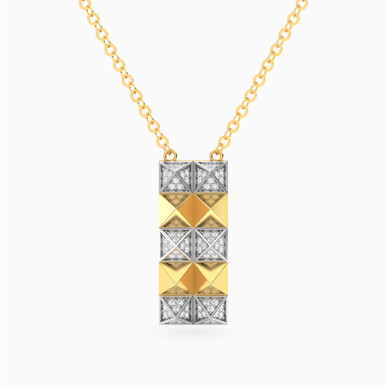 Pyramid & Rectangle Diamond Necklace in 18K Gold - ENE50023