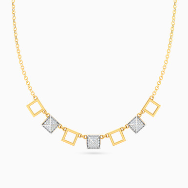 Squares & Pyramids Diamond Necklace in 18K Gold - ENE00045