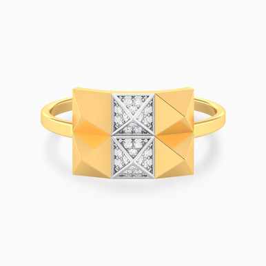 Pyramid & Rectangle Diamond Ring 18K Gold - ERG00057