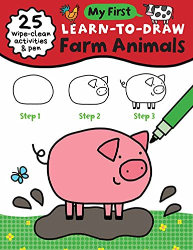 My First Learn-To-Draw: Farm Animals ((25 Wipe Clean Activities + Dry Erase Marker)) by Anna Madin, Charlotte Pepper, 9781728223711