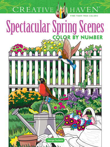 Creative Haven Spectacular Spring Scenes Color by Number by George Toufexis, 9780486845432