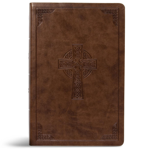 CSB Large Print Personal Size Reference Bible, Digital Study Edition, Easy-to-Read Optimal Type, Brown Celtic Cross LeatherTouch by CSB Bibles by Holman, 9781087731124