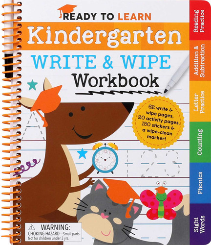 Ready to Learn: Kindergarten Write and Wipe Workbook (Addition, Subtraction, Sight Words, Letter Sounds, and Letter Tracing) by Editors of Silver Dolphin Books, 9781645176435