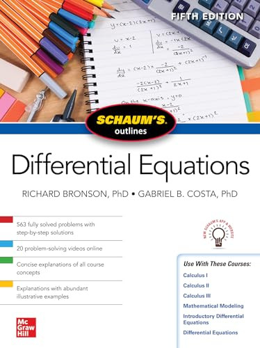 Schaum's Outline of Differential Equations, Fifth Edition by Richard Bronson, Gabriel B. Costa, 9781264258826