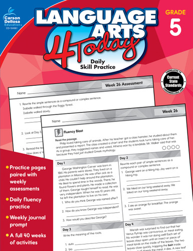 Language Arts 4 Today, Grade 5 by Carson Dellosa Education, 9781483841700