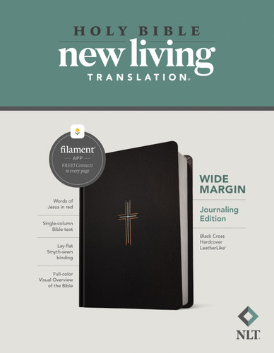 NLT Wide Margin Bible, Filament Enabled (Hardcover LeatherLike, Black Cross, Red Letter) by New Living Translation, Tyndale, 9781496459015