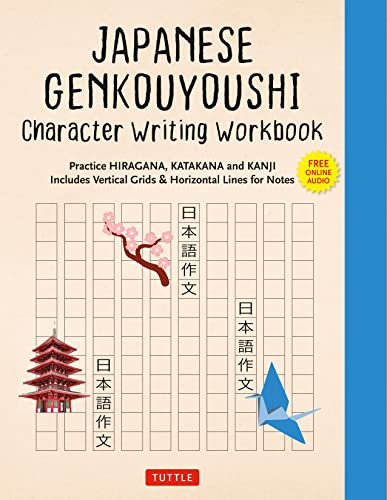 Japanese Genkouyoushi Character Writing Workbook by Tuttle Studio, 9784805317129