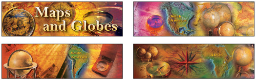 Maps and Globes Mini Bulletin Board Set by Mark Twain Media, 9781580375177