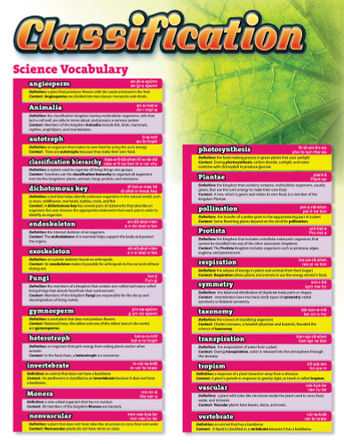 Science Vocabulary: Classification Chart by Mark Twain Media, 9781580376044
