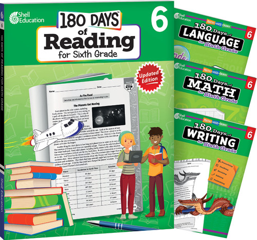 180 Days™: Reading, Math, Writing, & Language for Grade 6: 4-Book Set (Practice, Assess, Diagnose) by Multiple Authors, Margot Kinberg, Suzanne Barchers, Wendy Conklin, Suzanne I. Barchers, Suzanne Barchers, Suzanne Barchers, Suzanne Barchers, Suzanne Barchers, Suzanne Barchers, Suzanne Barchers, Suzanne Barchers, Suzanne Barchers, 9781425816360
