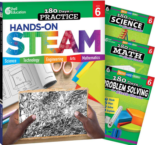 180 Days®: STEAM, Science, Math, & Problem Solving Grade 6: 4-Book Set (Practice, Assess, Diagnose) by Nancy Balter, Bebra Bayne, Jodene Lynn Smith, Stacy Monsman, Jodene Smith, Jodene Smith, Jodene Smith, 9798765997963