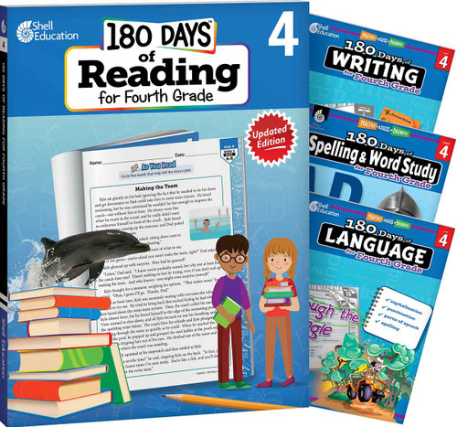 180 Days™: Reading 2nd Ed, Writing, Spelling, & Language Grade 4: 4-Book Set (Practice, Assess, Diagnose) by Kristin Kemp, Shireen Pesez Rhoades, Suzanne Barchers, Curtis Slepian, Suzanne I. Barchers, Suzanne Barchers, Suzanne Barchers, Suzanne Barchers, Suzanne Barchers, Suzanne Barchers, Suzanne Barchers, Suzanne Barchers, Suzanne Barchers, 9798765998014