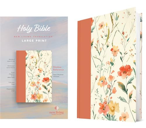 NLT Large Print Slimline Reference Bible (Hardcover, Peach Meadows, Red Letter) by New Living Translation, Tyndale, 9798400510014