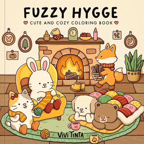 Fuzzy Hygge (Cute and Cozy Coloring Book for Adults & Teens Featuring Adorable Animals Characters for Stress Relief) by Vivi Tinta, 9798217036523