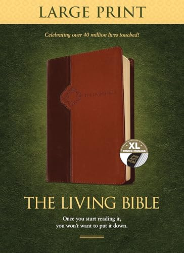 The Living Bible Large Print Edition, TuTone (LeatherLike, Brown/Tan, Indexed) by Tyndale, 9781496433527