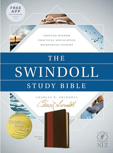 The Swindoll Study Bible NLT, TuTone (LeatherLike, Brown/Tan) by New Living Translation, Tyndale, Charles R. Swindoll, 9781414395425