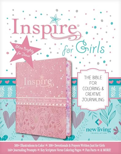 Inspire Bible for Girls NLT (LeatherLike, Pink) (The Bible for Coloring & Creative Journaling) by New Living Translation, Tyndale, Carolyn Larsen, 9781496454959