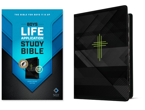NLT Boys Life Application Study Bible, TuTone (LeatherLike, Neon/Black, Indexed) by New Living Translation, Tyndale, 9781496461445
