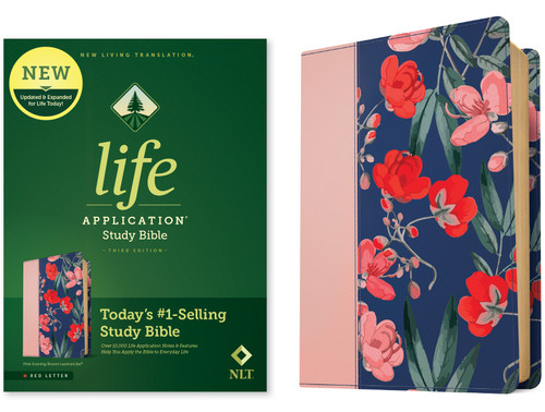 NLT Life Application Study Bible, Third Edition (LeatherLike, Pink Evening Bloom, Red Letter) by New Living Translation, Tyndale, 9781496478986