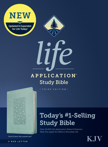 KJV Life Application Study Bible, Third Edition (LeatherLike, Floral Frame Teal, Red Letter) by Tyndale, 9781496439758