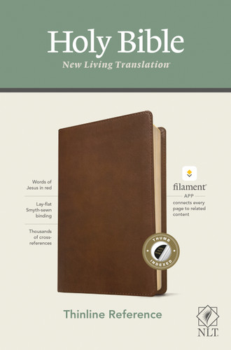 NLT Thinline Reference Bible, Filament Enabled (LeatherLike, Rustic Brown, Indexed, Red Letter) by New Living Translation, Tyndale, 9781496445209