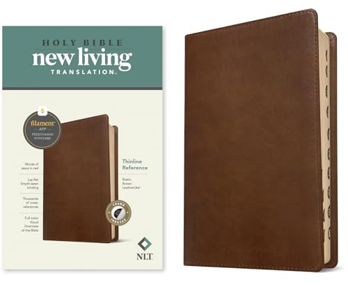 NLT Thinline Reference Bible, Filament Enabled (LeatherLike, Rustic Brown, Indexed, Red Letter) by New Living Translation, Tyndale, 9781496445209