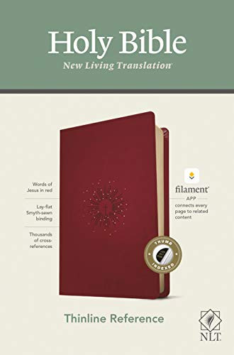 NLT Thinline Reference Bible, Filament Enabled (LeatherLike, Aurora Cranberry, Indexed, Red Letter) by New Living Translation, Tyndale, 9781496445216