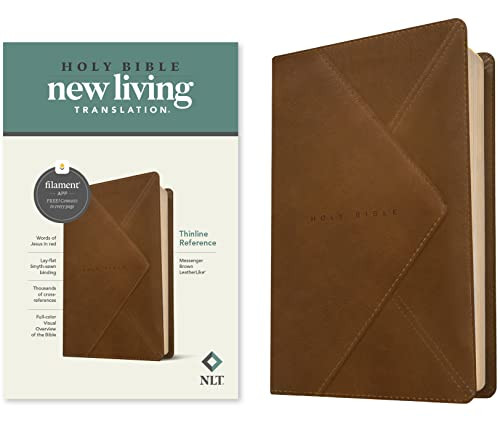 NLT Thinline Reference Bible, Filament Enabled (LeatherLike, Messenger Brown, Red Letter) by New Living Translation, Tyndale, 9781496466204