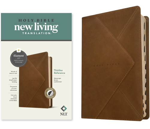 NLT Thinline Reference Bible, Filament Enabled (LeatherLike, Messenger Brown, Indexed, Red Letter) by New Living Translation, Tyndale, 9781496466235