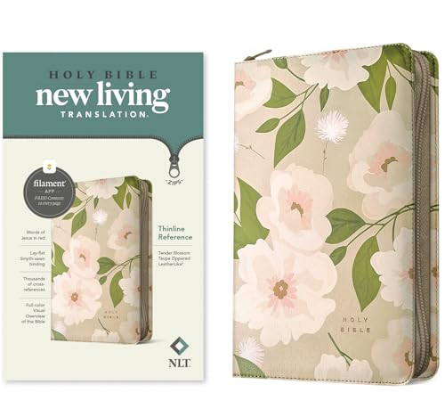 NLT Thinline Reference Zipper Bible, Filament Enabled (LeatherLike, Tender Blossom Taupe, Red Letter) by New Living Translation, Tyndale, 9781496489906