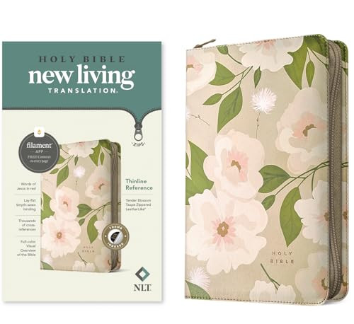 NLT Thinline Reference Zipper Bible, Filament Enabled (LeatherLike, Tender Blossom Taupe, Indexed, Red Letter) by New Living Translation, Tyndale, 9781496489913